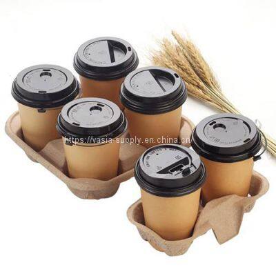 Cheap Price Disposable 2 cup Compostable carry trays paper pulp cup holder