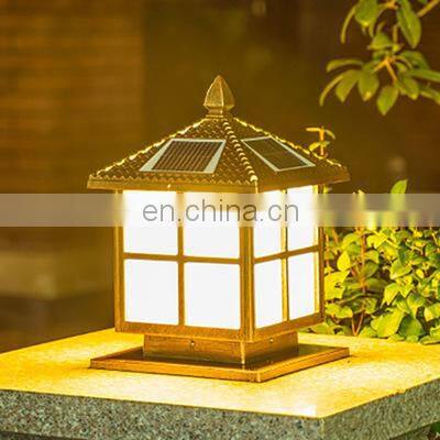 Outdoor Bollard Lamp Waterproof Solar Power Pillar Light Villa Garden Decoration Post Light