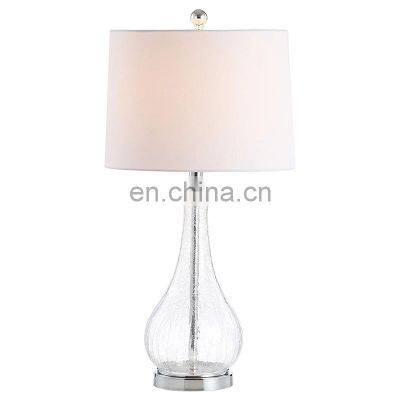 Modern Glam Luxury Table Lamps Crystal Glass Gold Metal White Tapered Drum Shade Decor