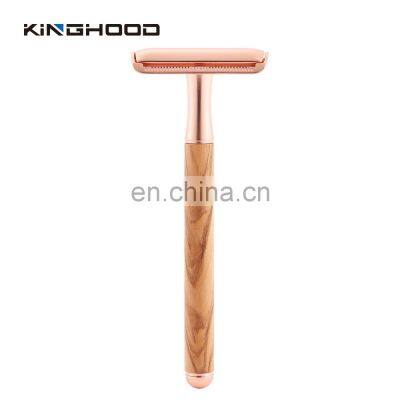 Manual Metal Head Men's Safety Shaving Razor In Wooden Handle photo-5