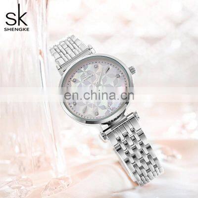 SHENGKE Super Quartz Watches K0136L Slim Sliver Wrist Watch SK Charm Korean Style Ladies Wrist Watch Relogio Feminino