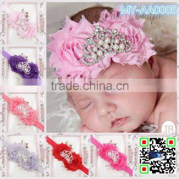 Lovely Children Flowers Crystal Crown Design Headband Girls Princess Fabric Flower Baby Headband Cotton Headbands MY-AA0005