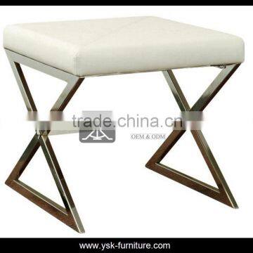 OT-104 Stainless Steel White Dresser Stool Ottoman
