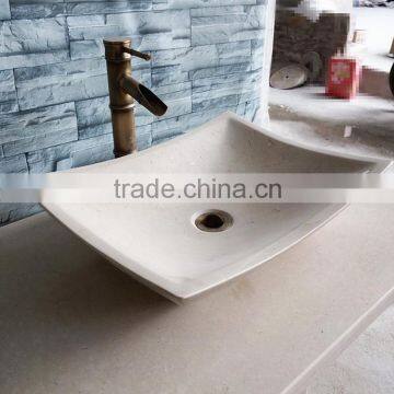 Best Sale Natural Beige Marble Bathroom Wash Basin photo-4