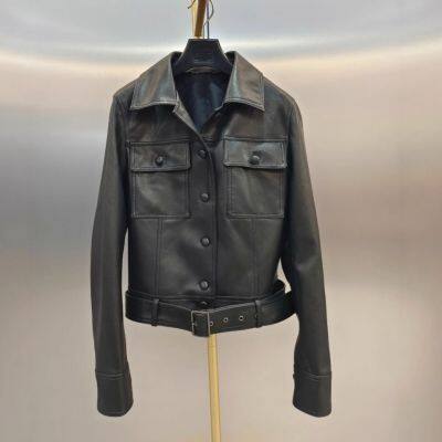 Women's Korean Sweet Cool Style Biker Jacket for Spring, Autumn, Winter, Minority Design Sense, Fashionable and Slimming Motorcycle Coat