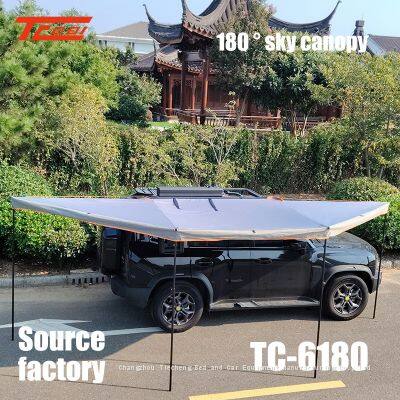 Car side 180 degree rotating canopy car mounted aluminum alloy Oxford cloth camping rainproof sunshade tent