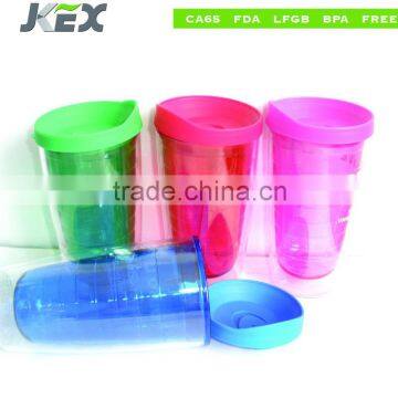 Jiakexin double wall clear plastic mug with logo printing