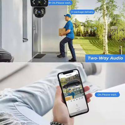 Solar Camera With Sounder WIFI 4G 6MP PTZ Wireless Video Camera Loud Sounder Theft Scare Off photo-2