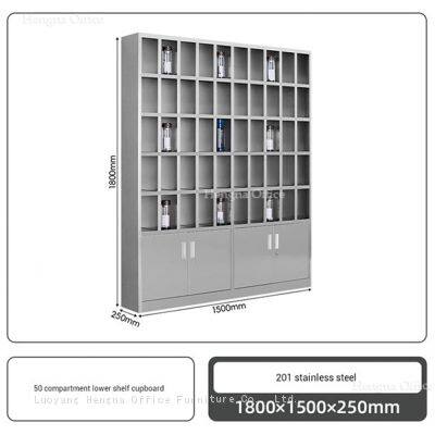 Locking Employee Locker/Mug Cubby Combo: 25-70 Cell Stainless Steel Storage Unit for Staff Breakrooms and Secure Personal Belongings