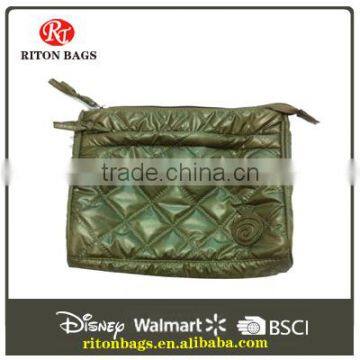 Ladies fashion cosmetic bag garment material with sponge