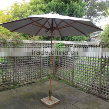 2.7m Wooden Outdoor Umbrella for Garden Patio Market Shade With Base