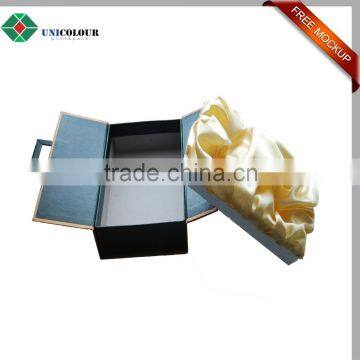 Custom luxury cosmetic cardboard packaging box with satin silk