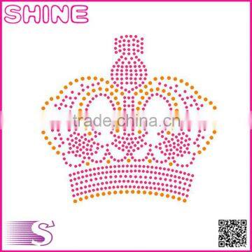 wholesale New design crown shape motif Middle east quality Fashion customized rhinestone heat transfer motif