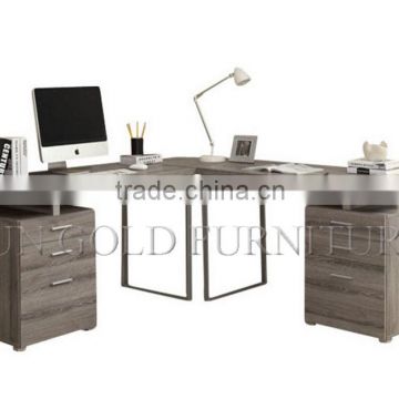 Hot Sale Simple Style L Shape Corner Grey Office Computer Desk(SZ-OD457)