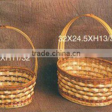 Bamboo basket with handles