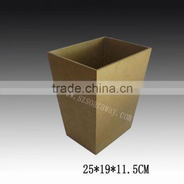 Square PU Leather Waste Bin,wooden trash can for hotel and office use