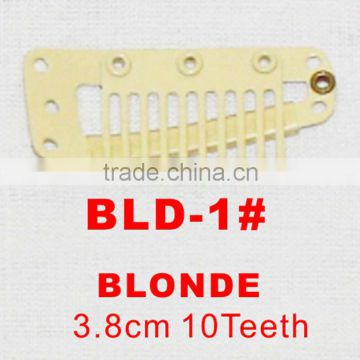 BLD-1# Retail and wholesale 38mm long Blonde color straight 10 teeth easy snap clips for hair extensions wigs wefts weavings