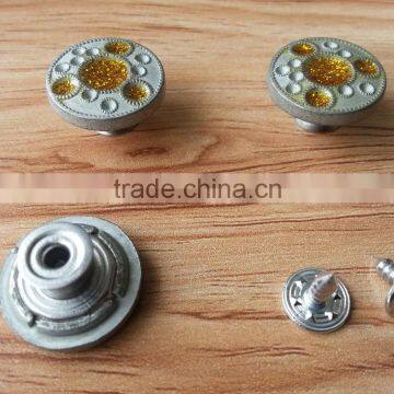 Silver Matt Color With Glitter Enamelled Metal Jeans Tack Button For Jeans / Jacket --- J1529 photo-3