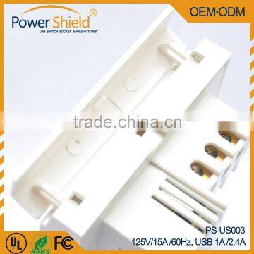 2015 Latest Type A/B America 1 AC Power Jack Outlet + 2 DC USB Wall Socket 5V / 4.8A UL FCC ETL