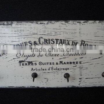 Shabby style white decorative French wood coat hanger with word                        
                                                Quality Choice