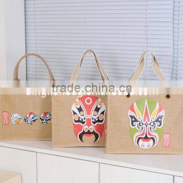 2015 chinese opera style jute bag, shopping bag, tote bag, sling bag