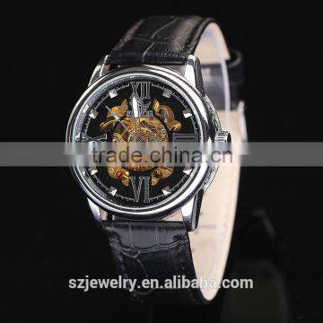 Wholesale Original Factory Leather Band Luxury Skeleton Custom Watch In Alibaba Mechanical Watch