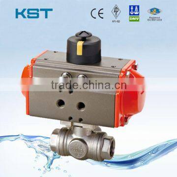 Pneumatic 3-Way Thread Ball Valve, Pneumatic Ball Valve, 3 Way Ball Valve