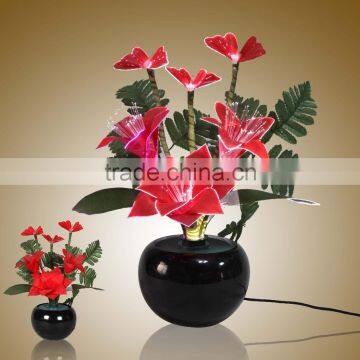 Artificial Color Changing Fiber Optic Red Poinsettias