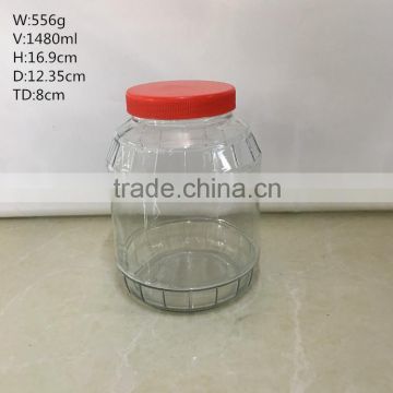 large candy glass jar wholesale 1500ml with plastic cap