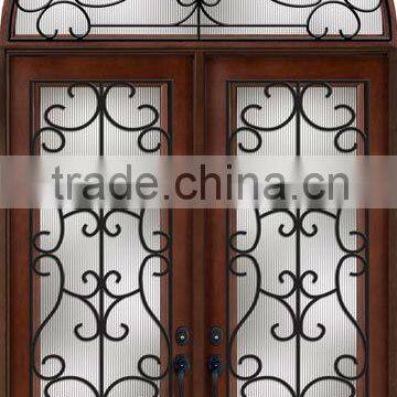 Exterior Wrought Iron Wooden Door Grill Designs DJ-S9155MWHR