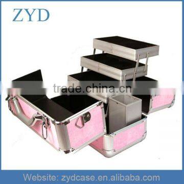 Aluminum Pink Makeup Train Case (ZYD-C4)