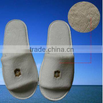 open toe cotton velour hotel slipper