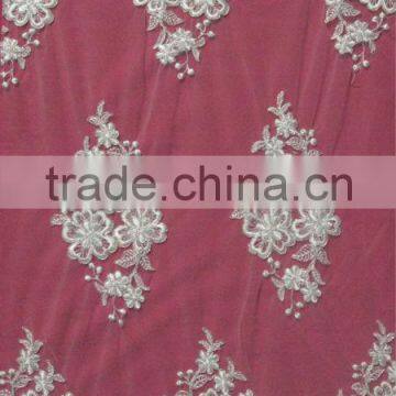 Rose Flower Silver Corded Lace