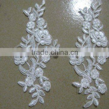 sequin lace motif/latest cord lace 2016/embroidery flower for neck/beaded sequin appliques handmade/