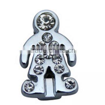 Wholesale Cheap Alloy Boy Rhinestone 8mm Slide Charms Beads For Bracelet