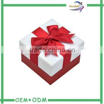 Red promotional paper gift box handmade jewelry box with silk bow