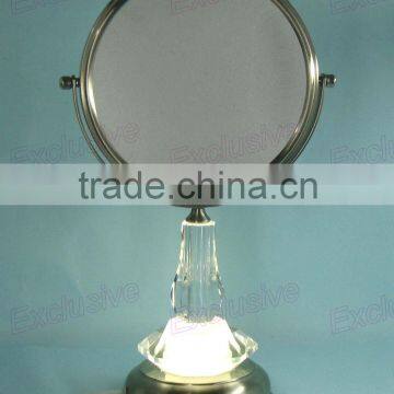 Desktop Double side crystal base and metal cosmetic mirror