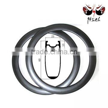 Wholesale Aero U shape 60mm carbon clincher rim 700C 23mm width, Road bike carbon clincher rim for Track bike 3K UD 12K