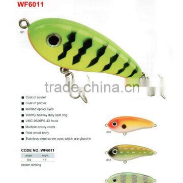 9+ Years Wholesaler & OEM Manufacturer ,Hirun Fishing Tackle,vivid Swim Action Crank Bait Hard Wood Lures WF6011