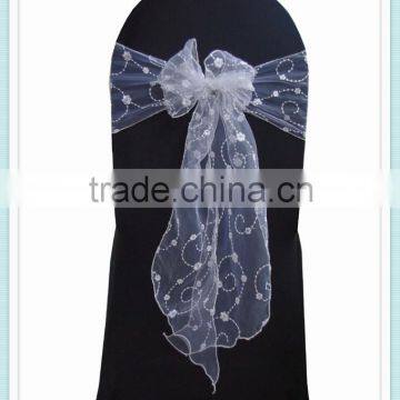 YHS#01 laser organza polyester banquet wedding wholesale chair cover sash bow