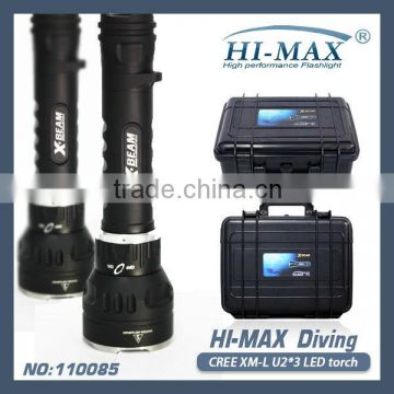 Hi-max diving flashlight 3800lumens cree xm-l U2*3 LED scuba diving torches