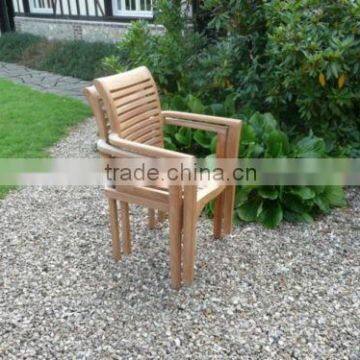Stacking Chairs Solid Teak Wood Garden Outdoor Furniture