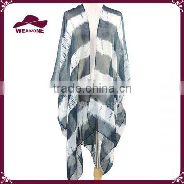 Printed Multi-Colored Navy And White Striped Scarf