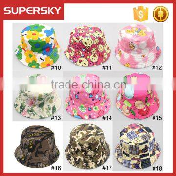 A-1417 fashion baby print bucket sun hat children summer sun beach cap cute kids bucket hat