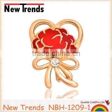 2016 wholesale handmade gold flower brooches with enamel