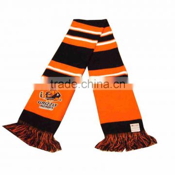 bob trading factory price football fans Knitting scarf cotton acrylic dark grey melange knitting scarf