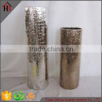 tall cylinder electroplating ceramic flower vase