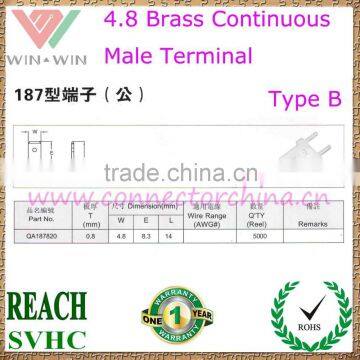 4.8 Brass Continuous male crimp Terminal Type B