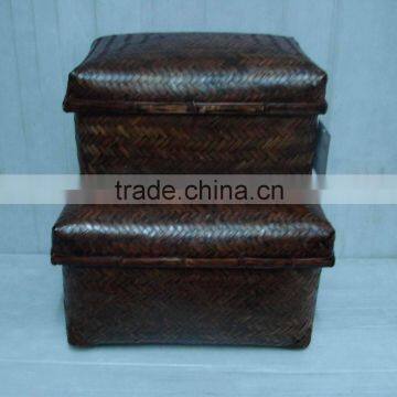 Brown color bamboo storage with and without fabric basket