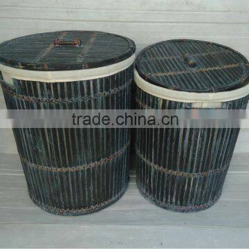 Bamboo Cotton Laundry Basket With Lid photo-2